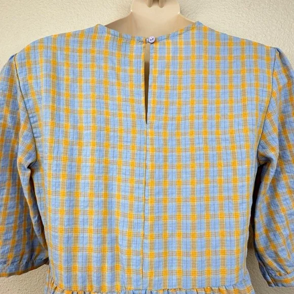 👗 Nobody's Child Womens Fearne Cotton Rachel Blue Orange Plaid Midi Dress Sz. 4 - Picture 9 of 14
